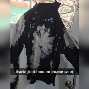 Gilded Intent Black and White Tie-Dye Long Sleeve Top